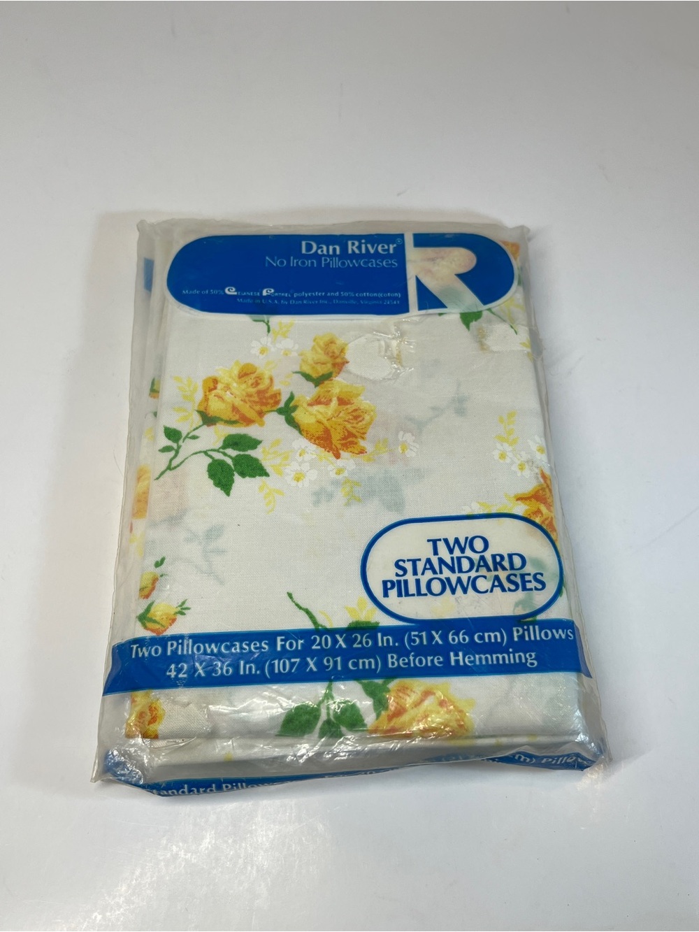 Vintage Dan River New Two Pillowcases Set Yellow Flowers 20" x 26" Cottage Core